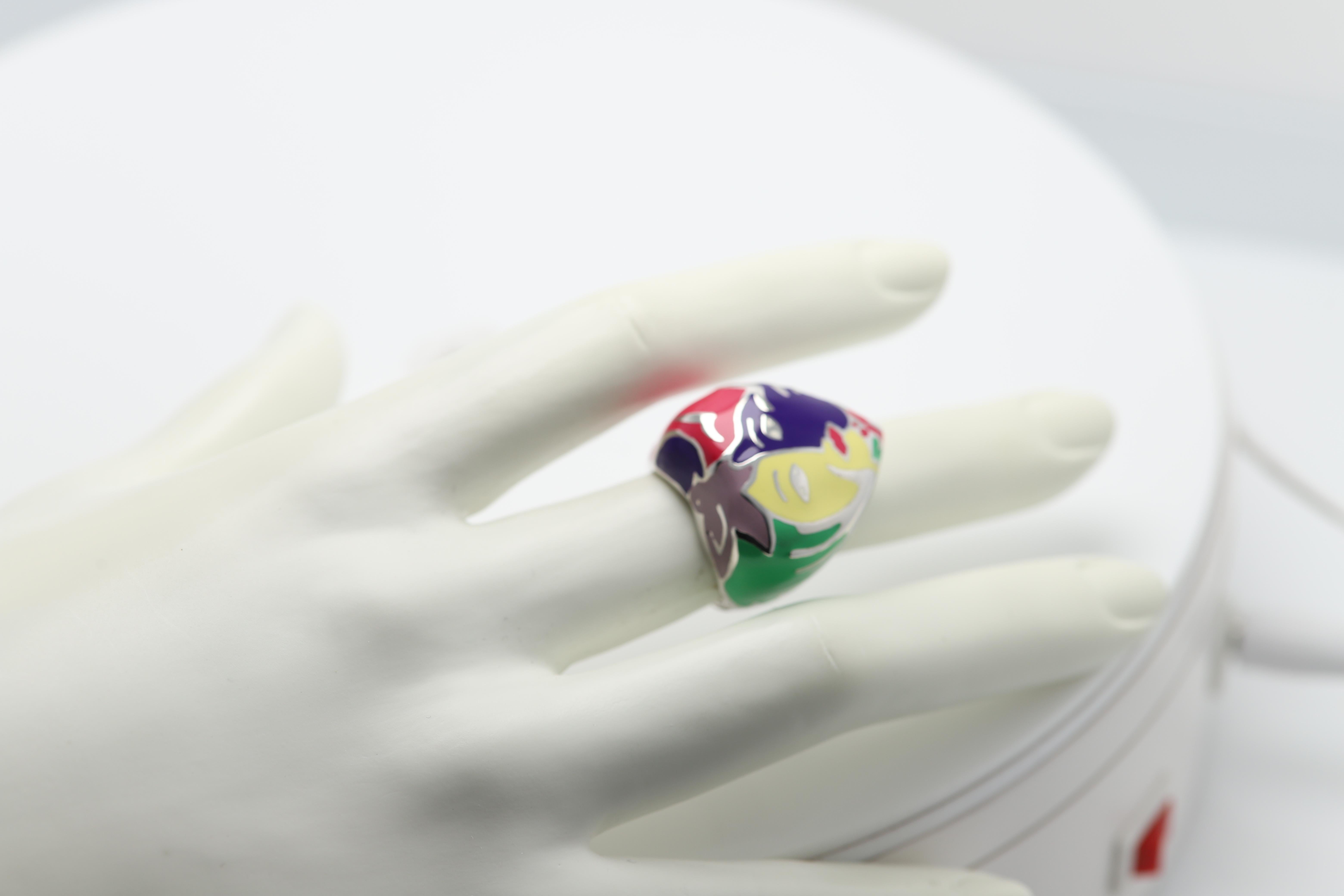Anillo Artístico Plata de Ley famoso artista Chagall Anillo Artístico Inspirado en Esmalte en venta 9