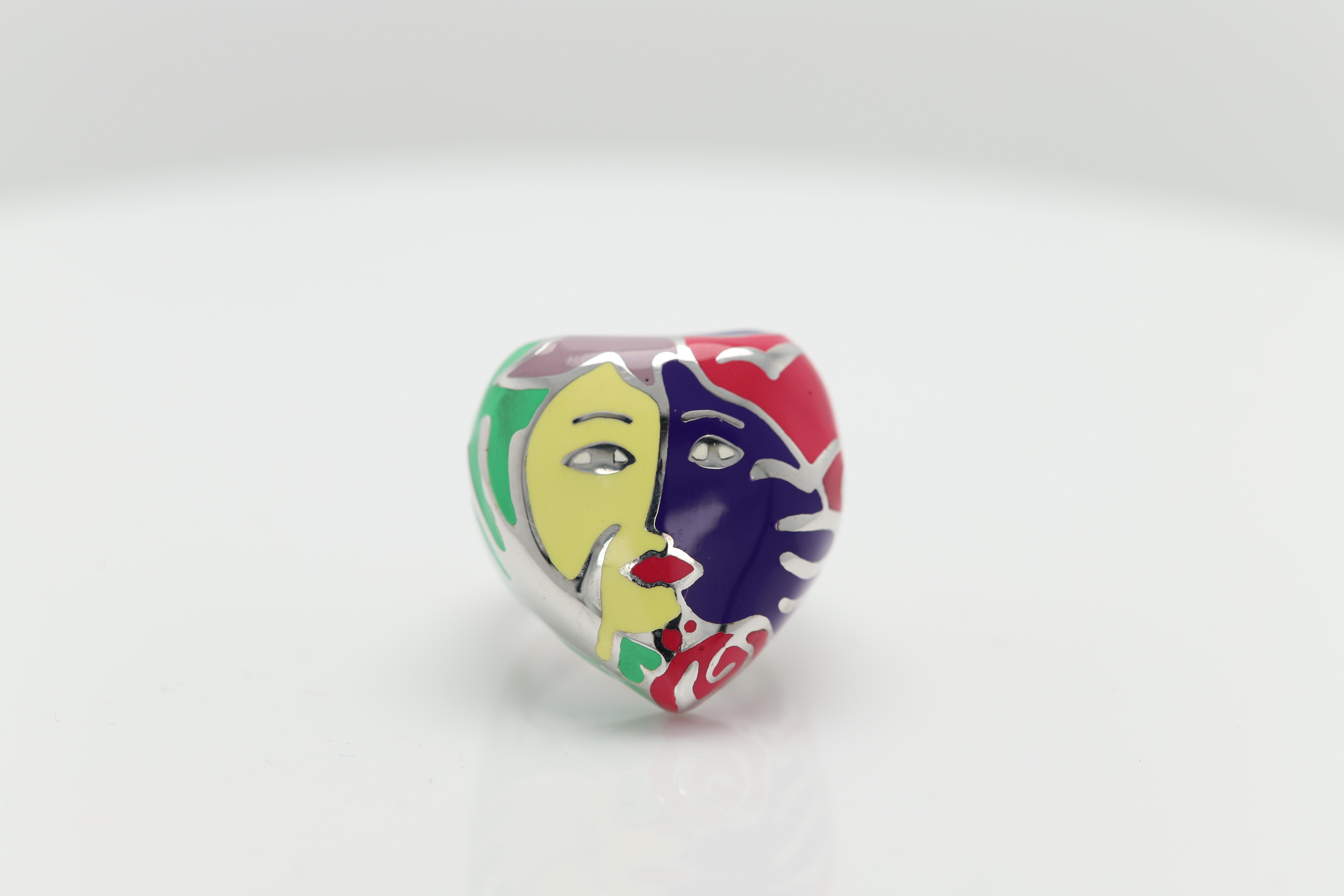 Anillo Artístico Plata de Ley famoso artista Chagall Anillo Artístico Inspirado en Esmalte en venta 11