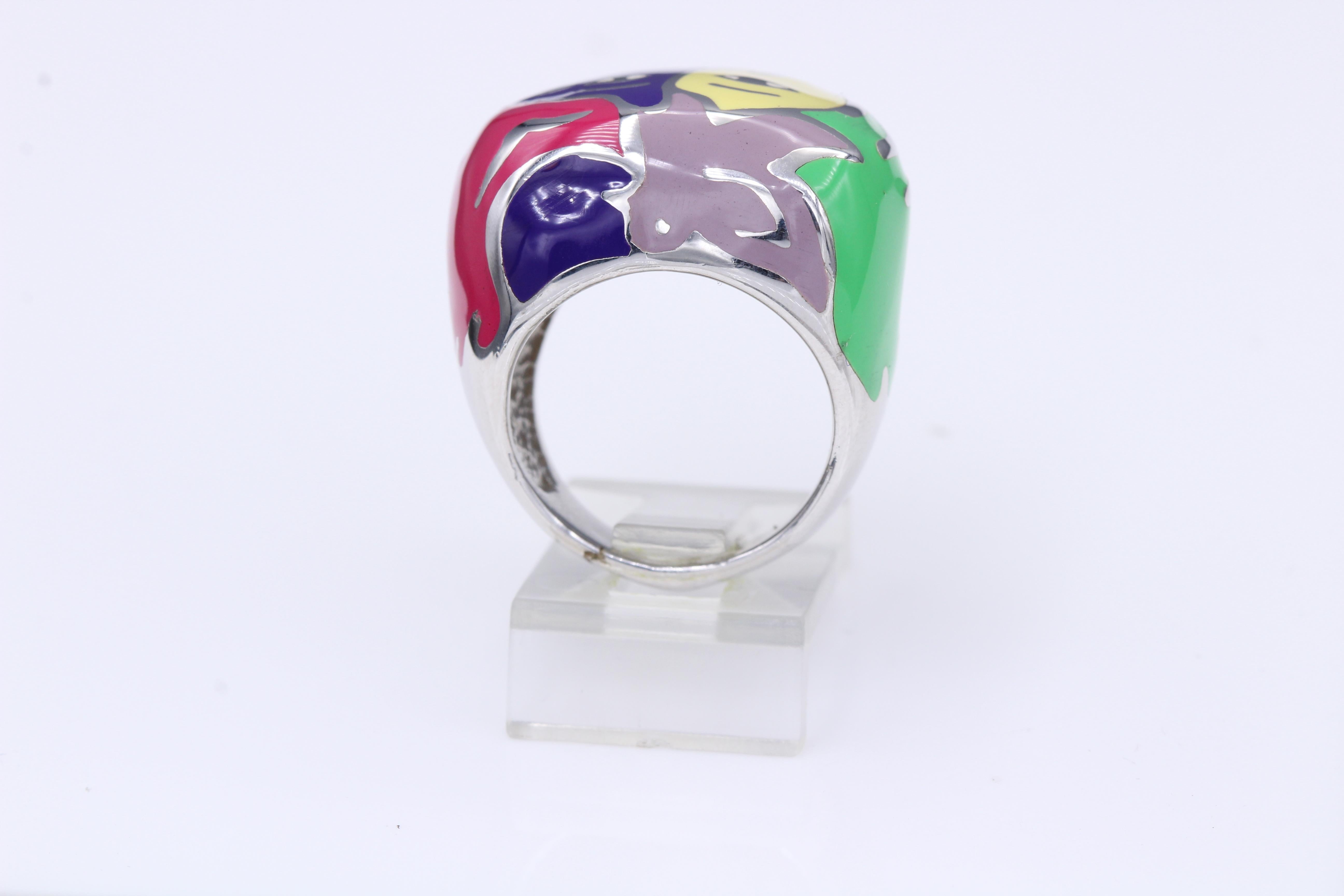 Anillo Artístico Plata de Ley famoso artista Chagall Anillo Artístico Inspirado en Esmalte en venta 12