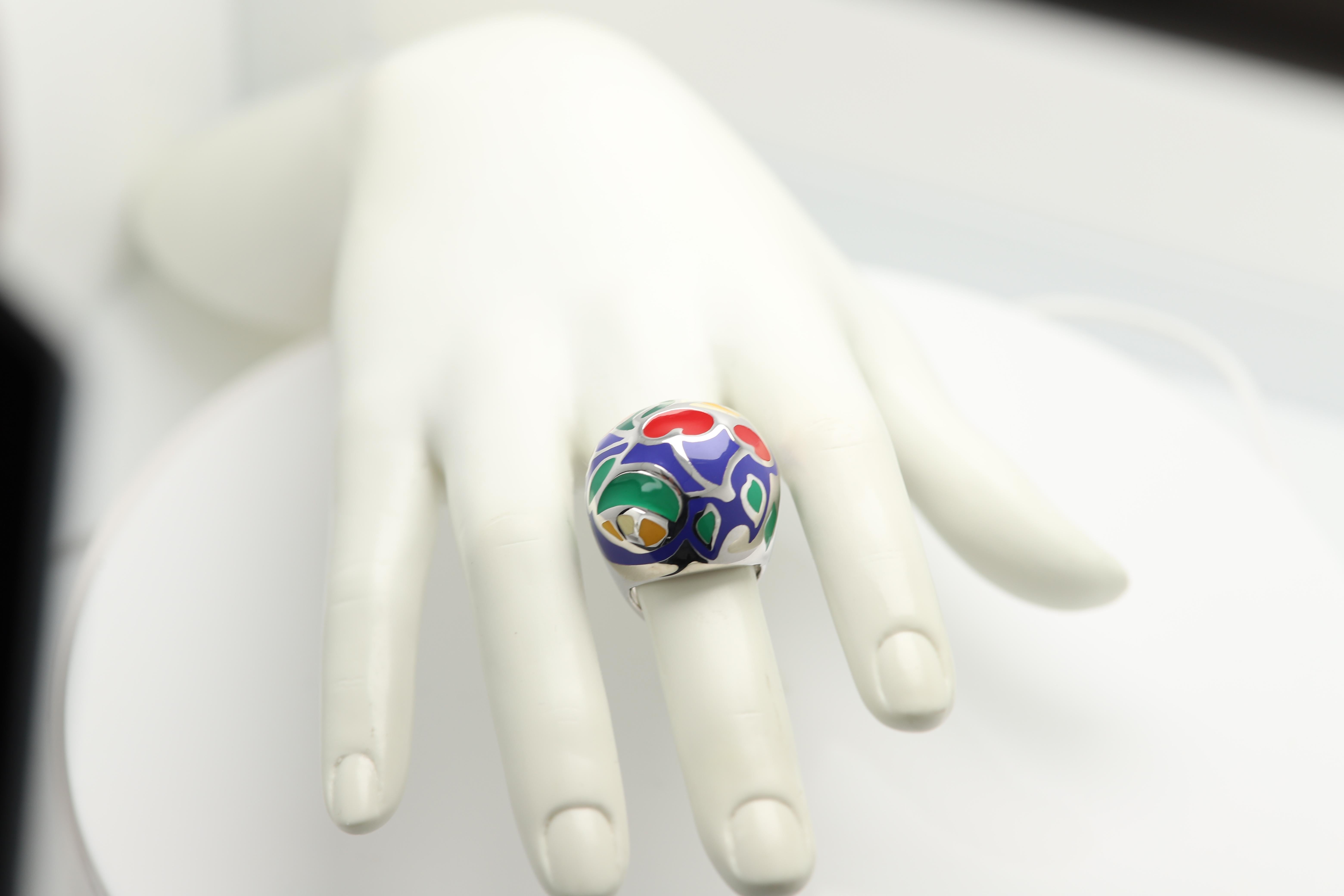 Art Ring Sterling Silver famous artist Enamel Inspired Artistic Ring For Sale 4