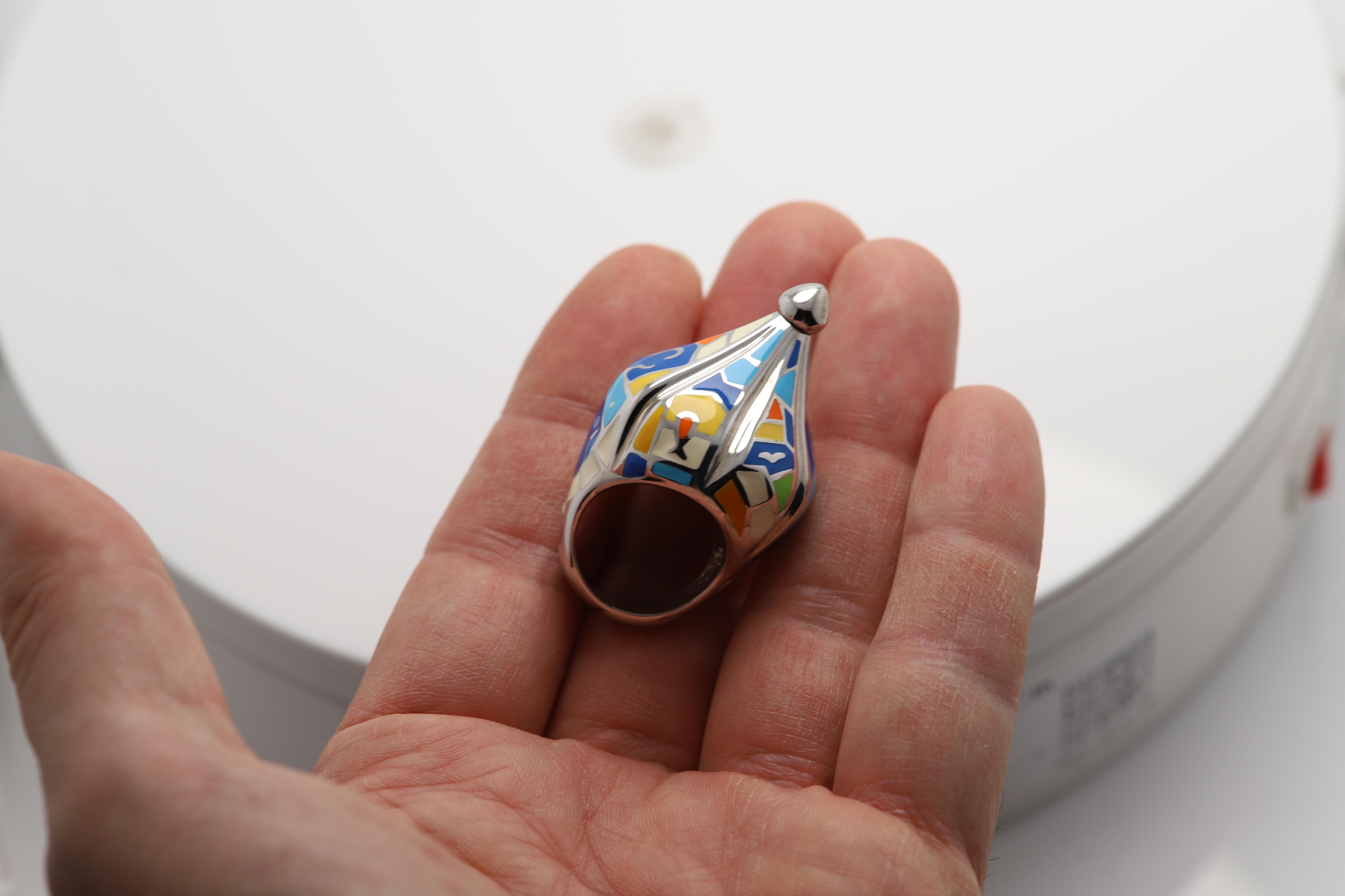 Anillo Artístico Plata de Ley famoso artista Gaudí Anillo Artístico Inspirado en Esmalte en venta 6