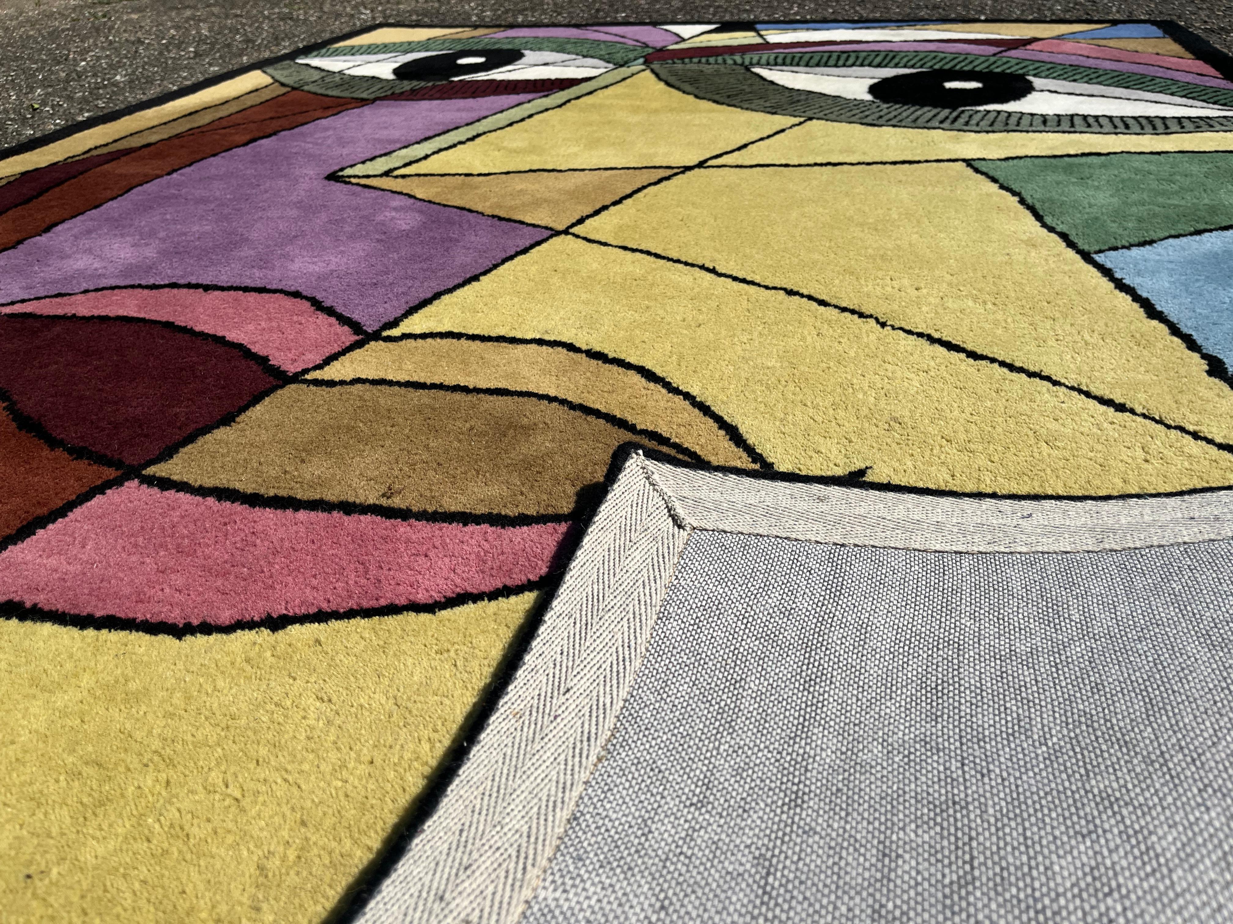 Art Rug After Pablo Picasso, Style Cubism In Good Condition For Sale In RÉDING, FR