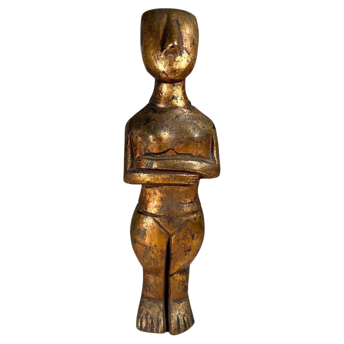 Art Sculpture Golden Oscar Cycladic Figurine For Sale