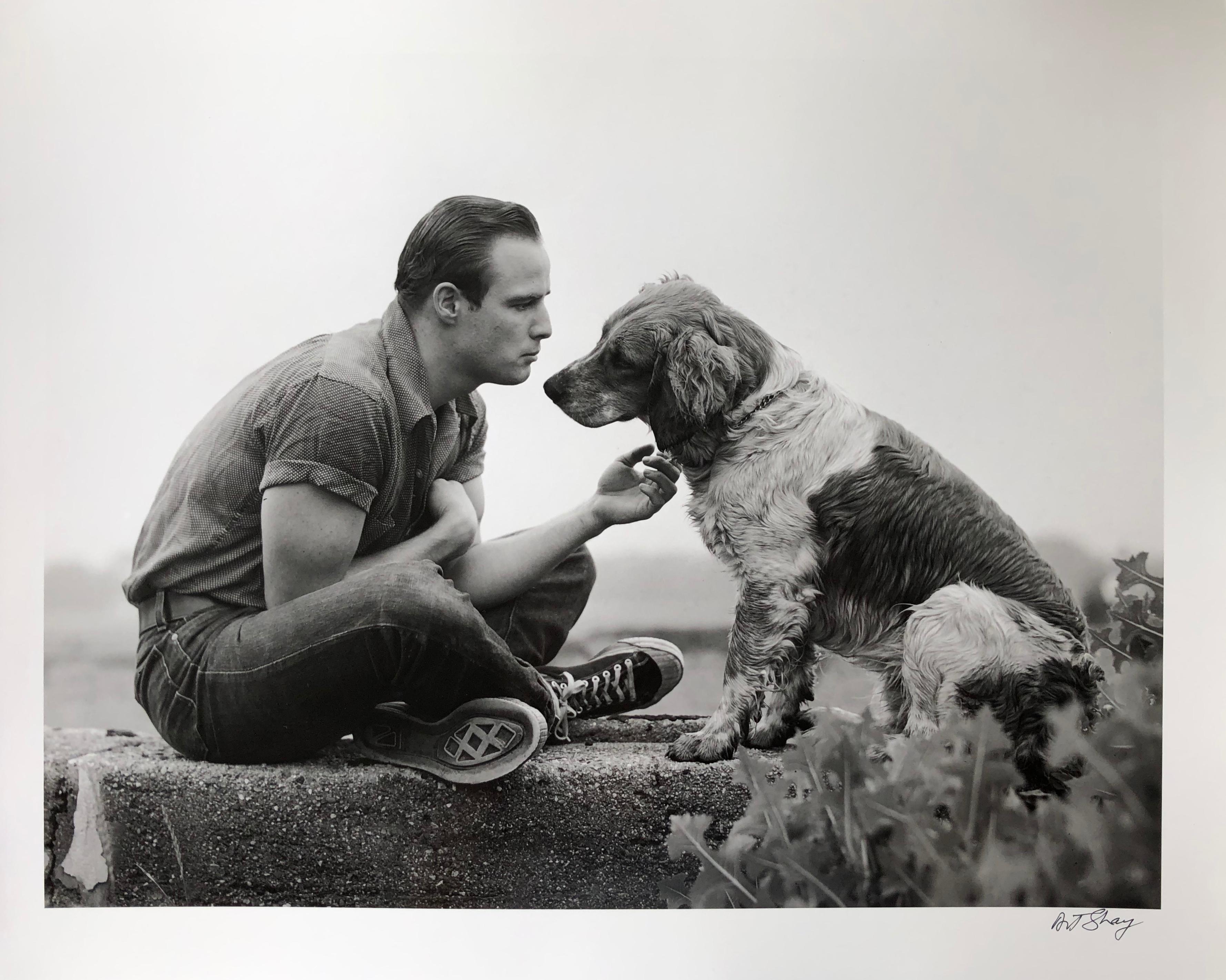 Brando and His Dog, Libertyville, Illinois, 1950 - Black and White Photograph 1
