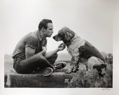 Brando and His Dog, Libertyville, Illinois, 1950 - Black and White Photograph