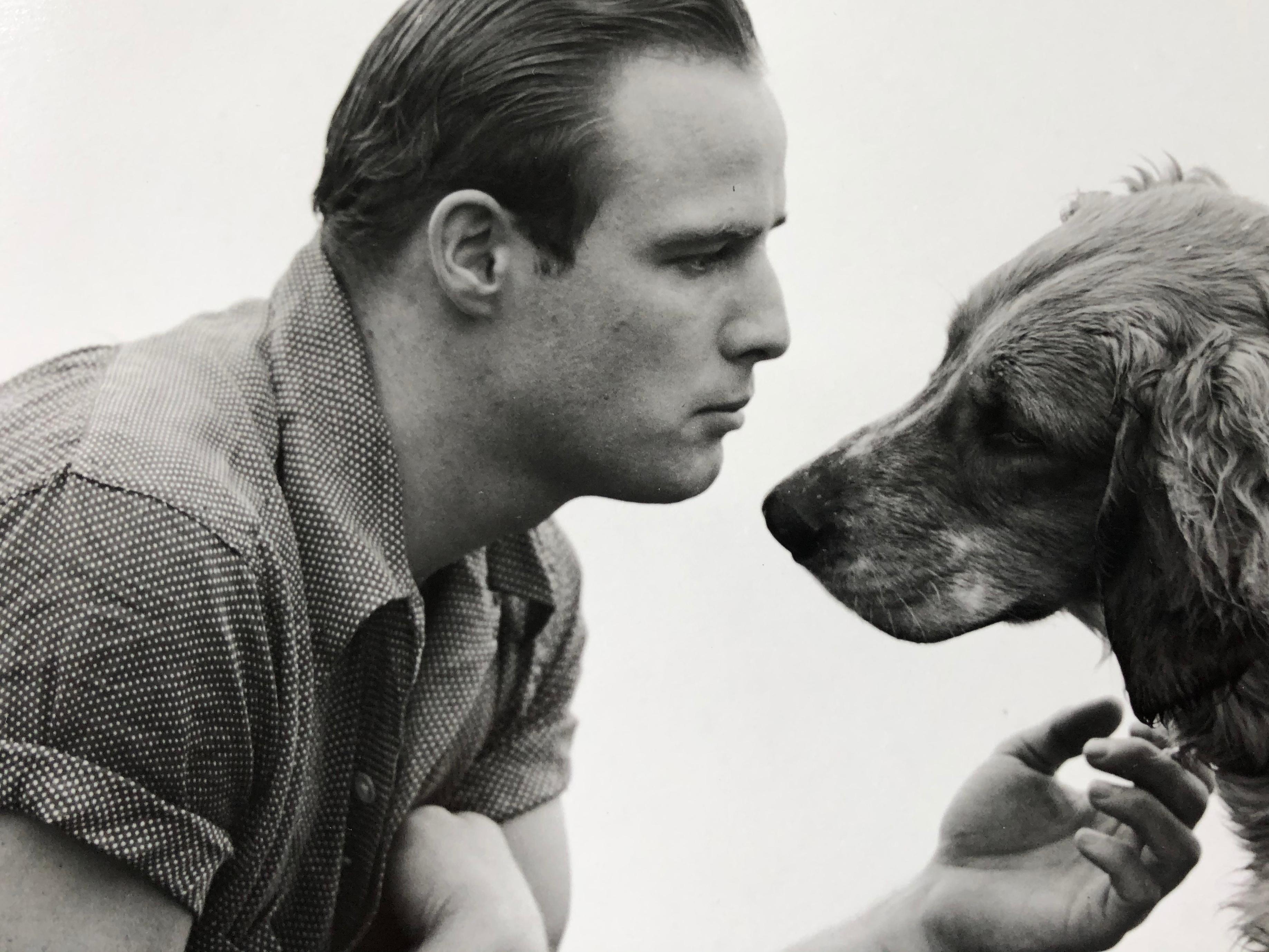 Brando and His Dog, Libertyville, Illinois, 1950 - Black and White Photograph 2