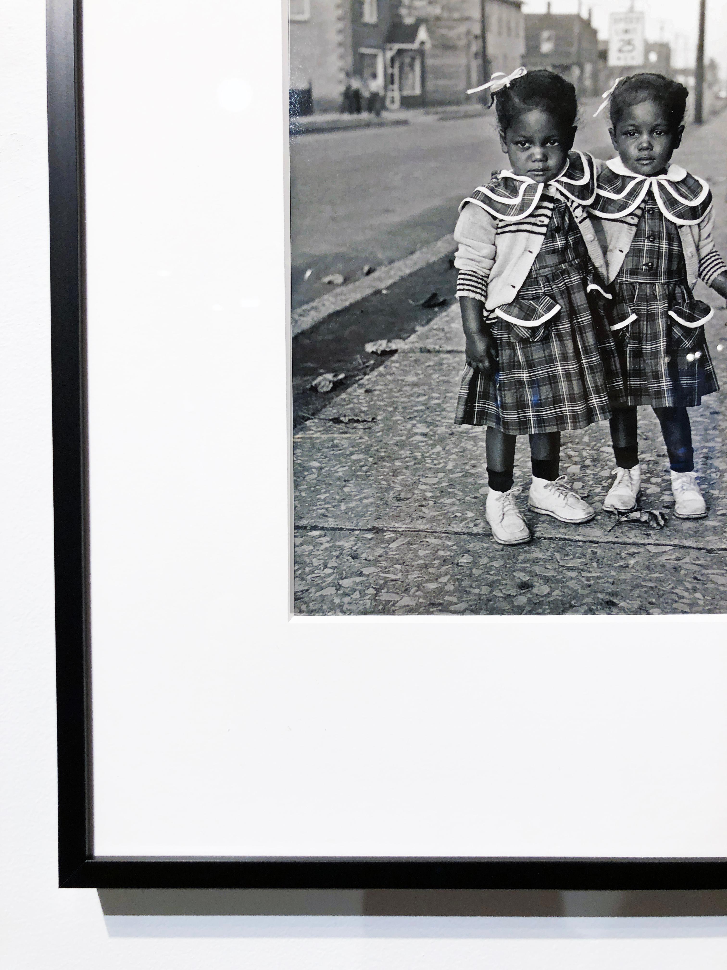 Brooklyn, Illinois, Twins, 1952 - For Ebony Magazine in Lovejoy AKA Brooklyn, IL - Gray Black and White Photograph by Art Shay