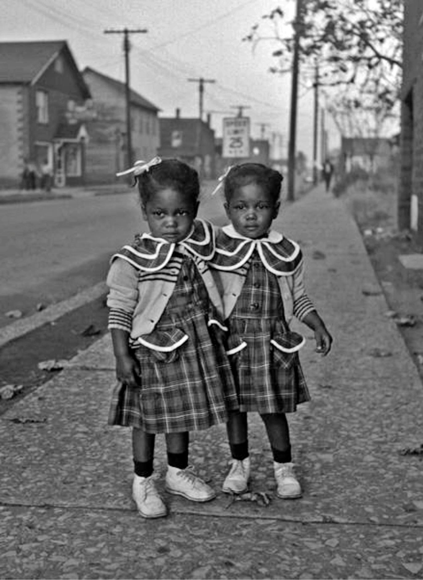 Art Shay Black and White Photograph - Brooklyn, Illinois, Twins, 1952 - For Ebony Magazine in Lovejoy AKA Brooklyn, IL