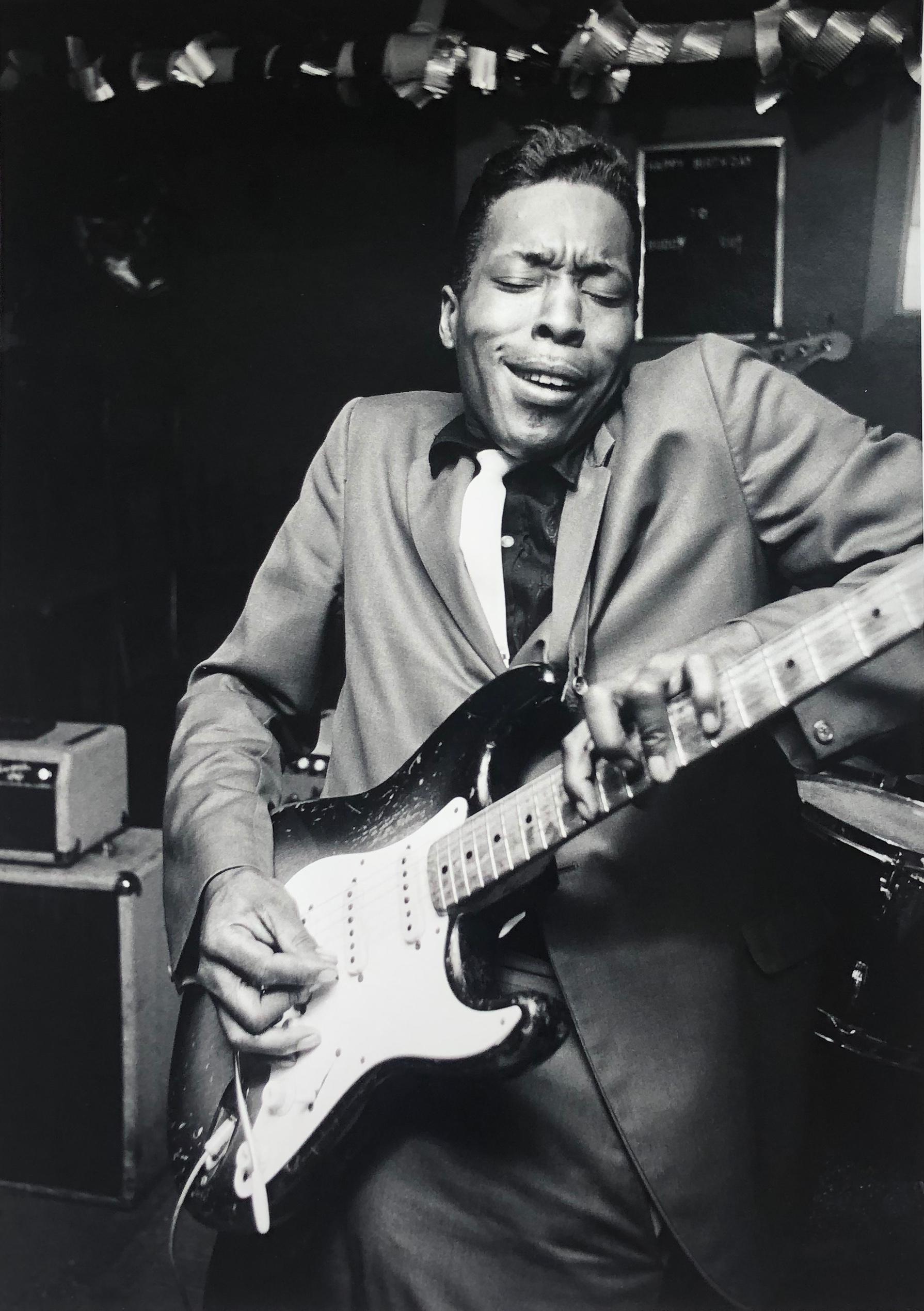 Art Shay Figurative Photograph - Buddy Guy, 1966, Chicago Blues Guitarist, Silver Gelatin Black & White Photograph