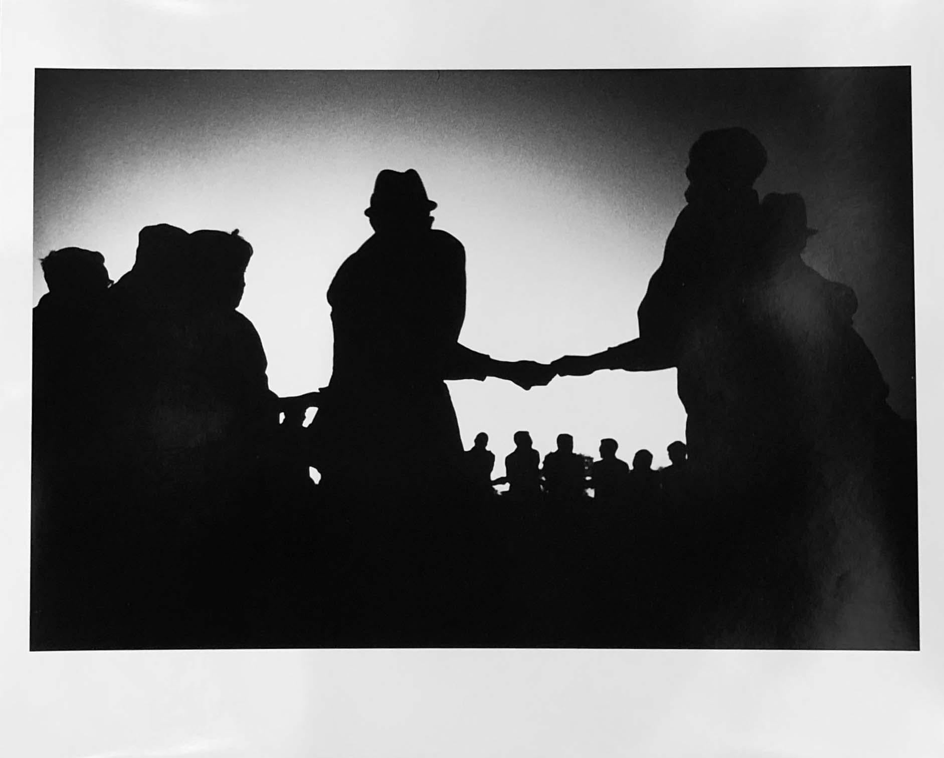 Deerfield Protestors, 1963, Activists at Rally at Dusk, Silver Gelatin Print - Photograph by Art Shay