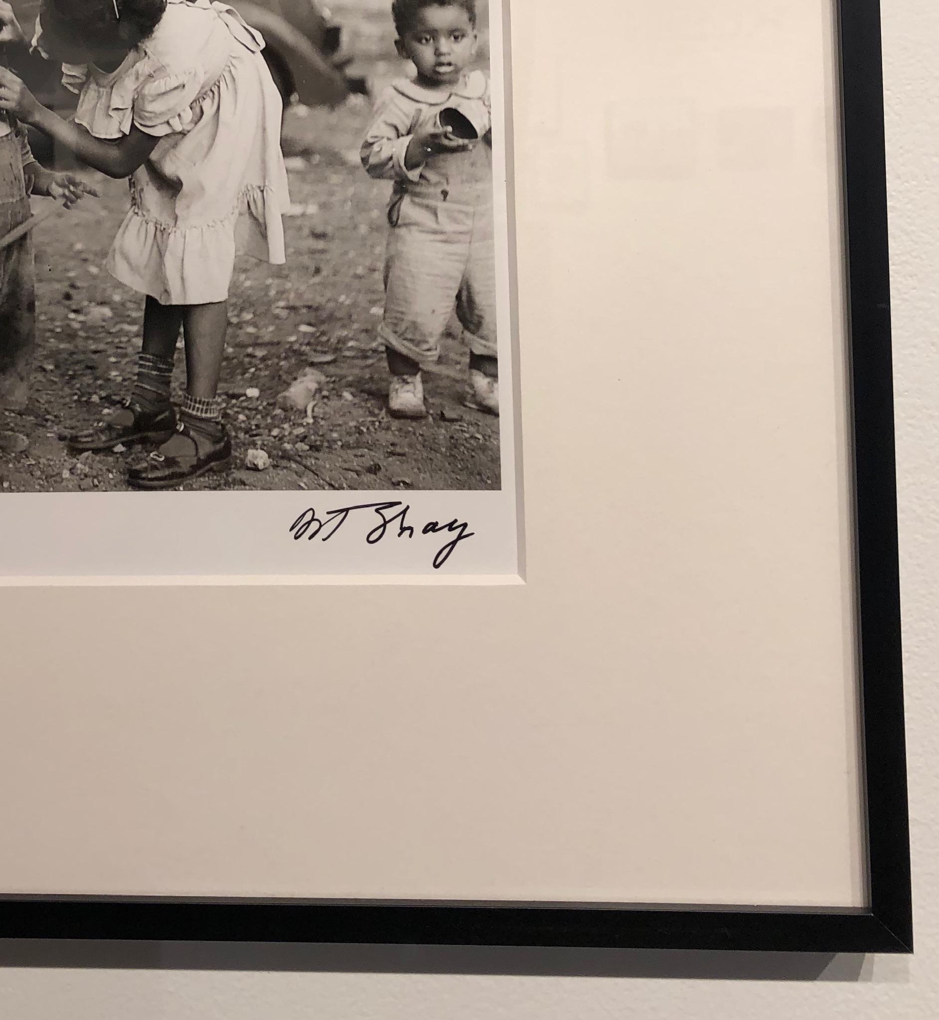 First Aid 1950, Black and White Photograph of Two Small Children, Signed, Framed 1