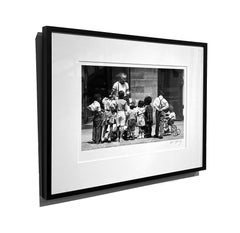 Iceman - Children Gathered Around an Ice Cream Vendor circa 1949, Photo Signed