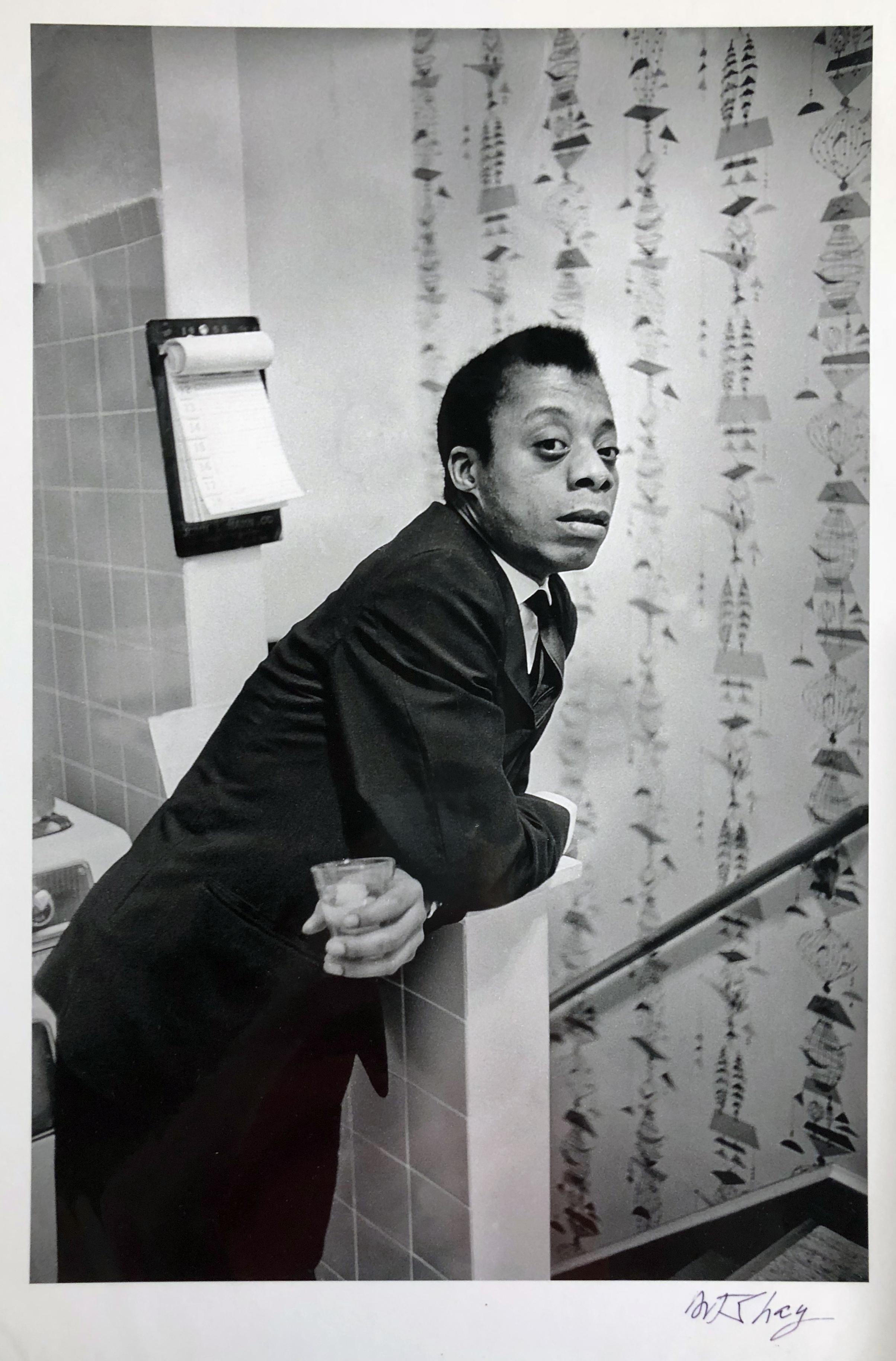 Art Shay Portrait Photograph - James Baldwin Standing, Deerfield, IL 1961, Deerfield Integration Rally