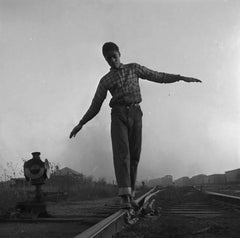 Lovejoy AKA Brooklyn, Illinois, Rail Walker for Ebony Magazine 1952, by Art Shay