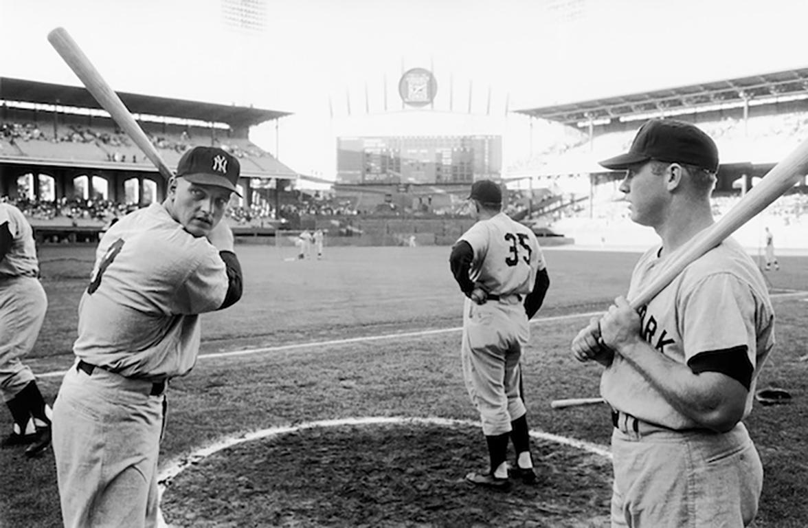 Art Shay Black and White Photograph - Maris and Mantle, Comisky Park, Chicago 1961, Framed Black & White Photograph