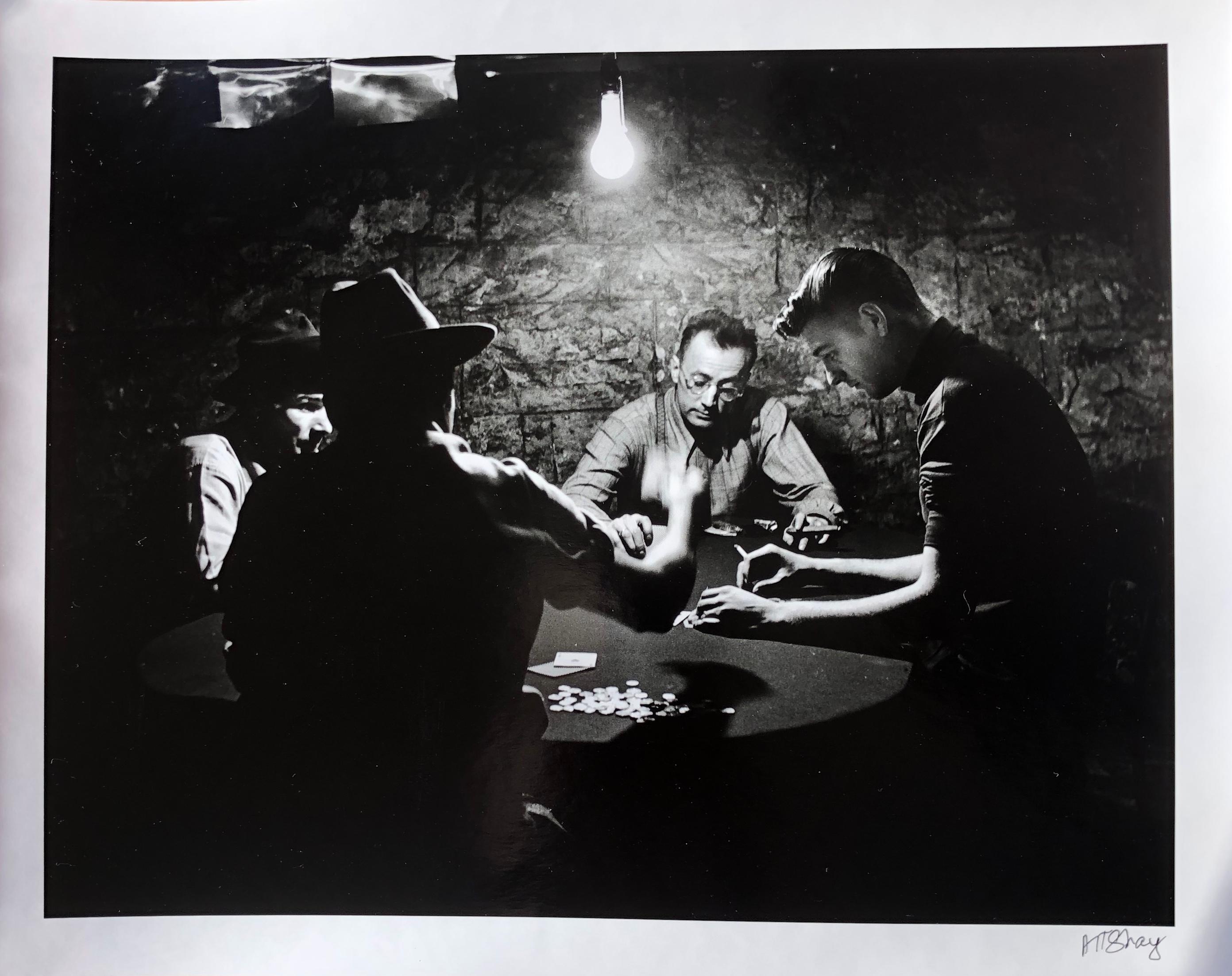 The Man With the Golden Arm, 1949, Nelson Algren as the Dealer, Silver Gelatin - Photograph by Art Shay
