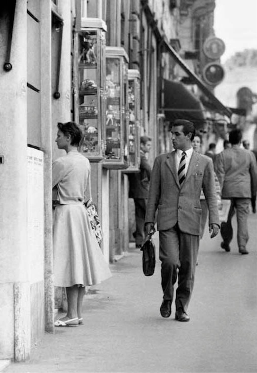 Art Shay Black and White Photograph - Roma, An Italian Gentleman Enjoying a Beautiful Woman, Black & White Photograph