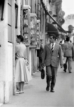 Roma, An Italian Gentleman Enjoying a Beautiful Woman, Black & White Photograph