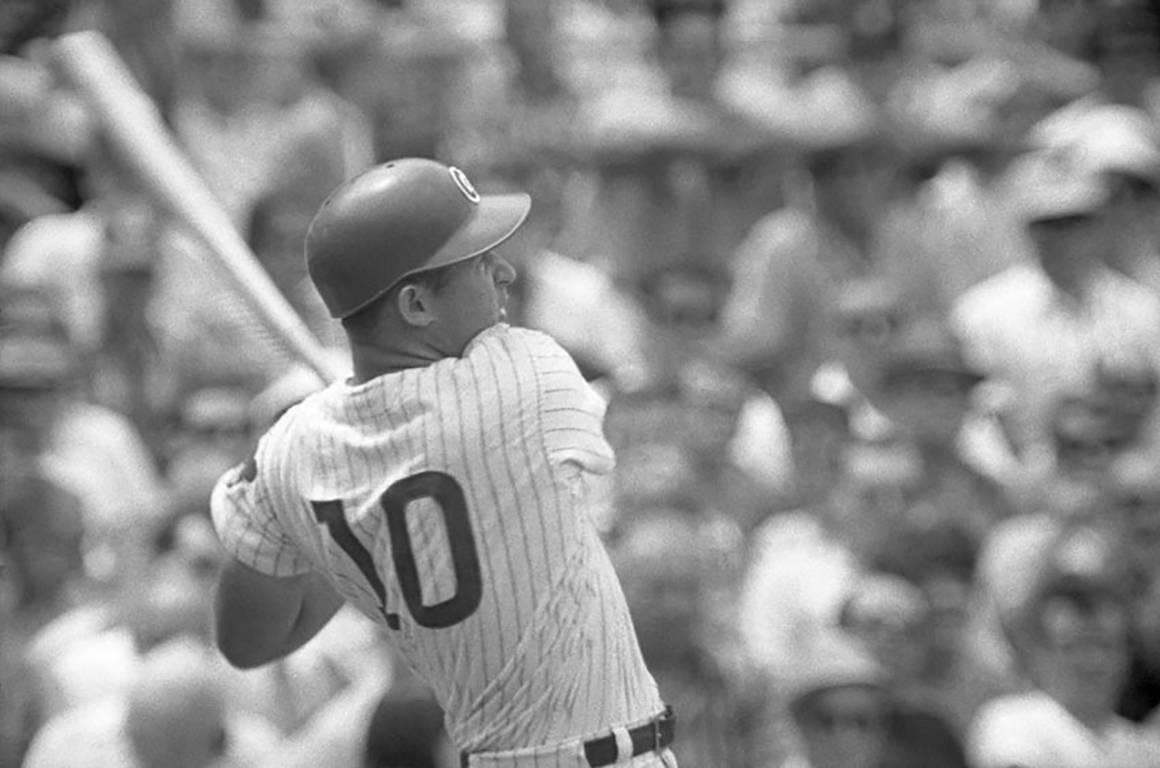 Ron Santo, 1967 - Black and White Baseball Photograph by Art Shay