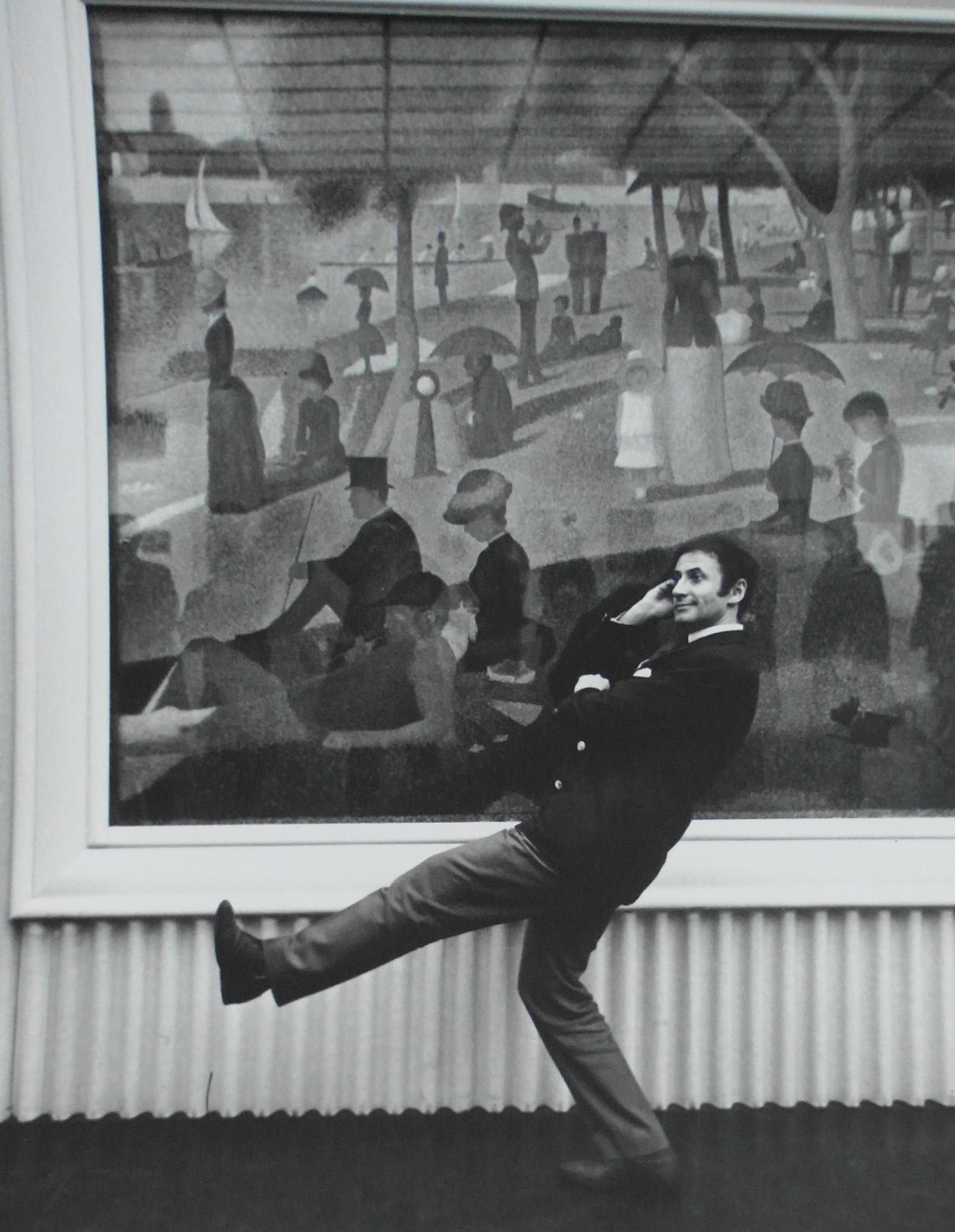 Art Shay Black and White Photograph - Seurat's A La Grande Jatte with Marcel Marceau, Chicago, 1958