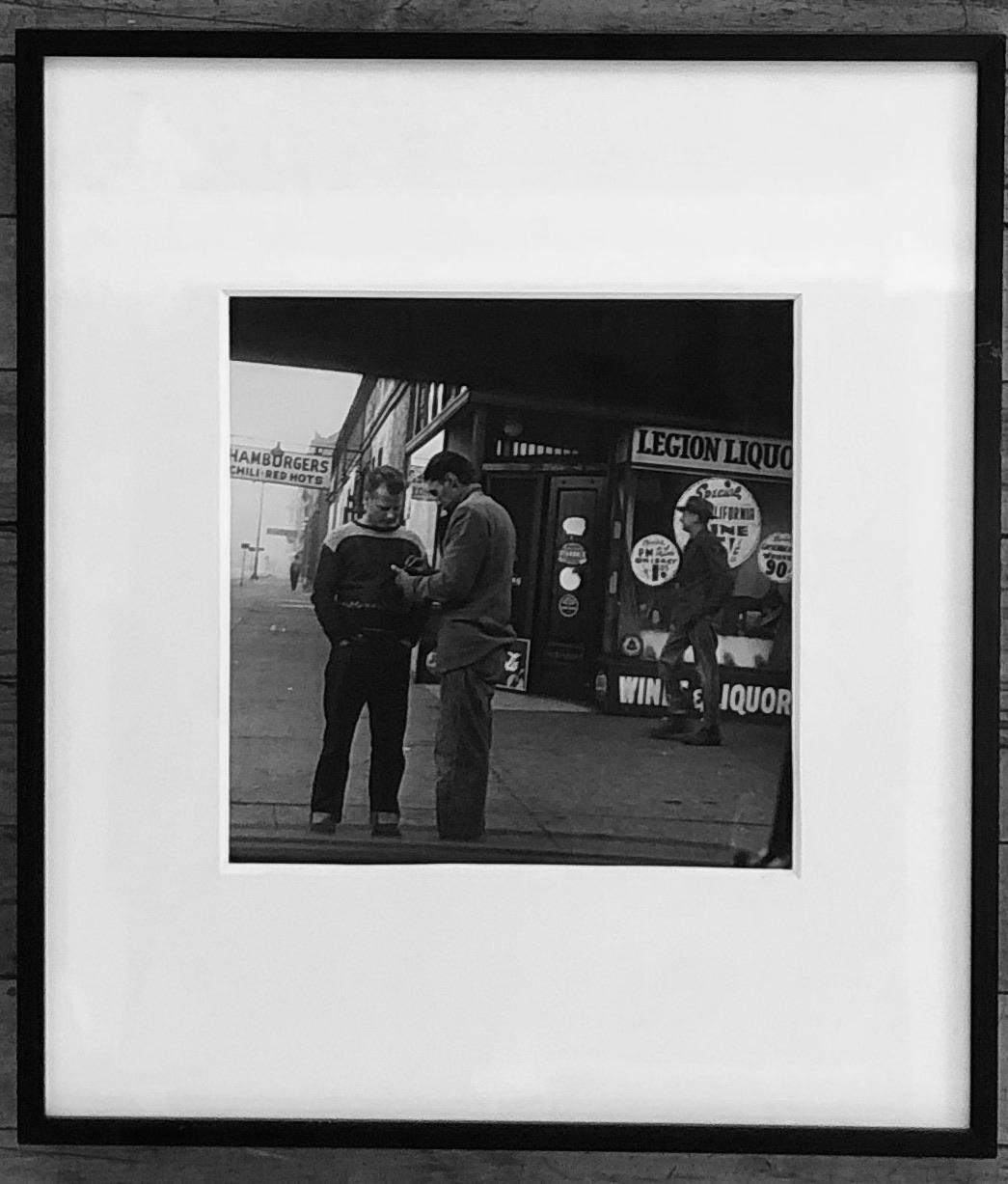 Street Transaction, 1949 Vintage Silver Gelatin Print, Signed, Matted and Framed - Photograph by Art Shay