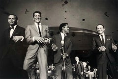 Vintage The Rat Pack on Stage Performing in Las Vegas, 1961, Black and White Photo