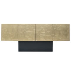 Art Sideboard "Propeller" Acid Etched Brass Constructivism Design , 4 Doors