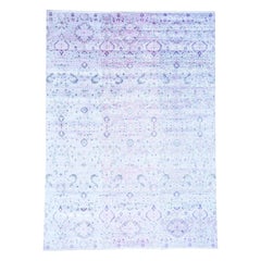 Art Silk Hand Knotted Modern Abstract Design Oriental Rug