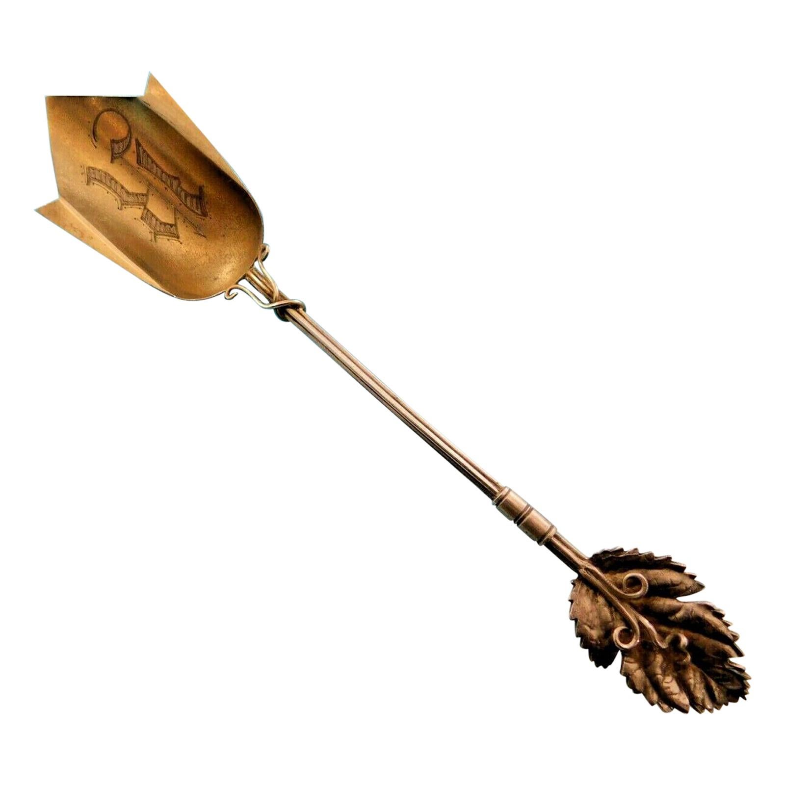Art Silver by Wood and Hughes Sterling Silver Cheese Scoop with Leaf