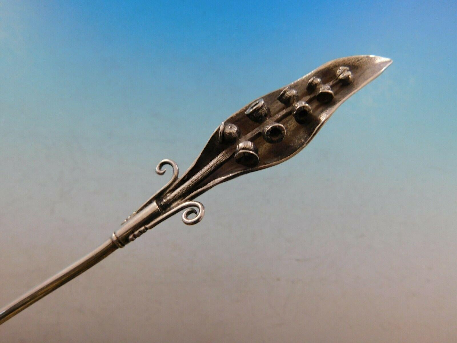 Art Silver by Wood Hughes Sterling Cheese Scoop Lily of the Valley In Excellent Condition In Big Bend, WI