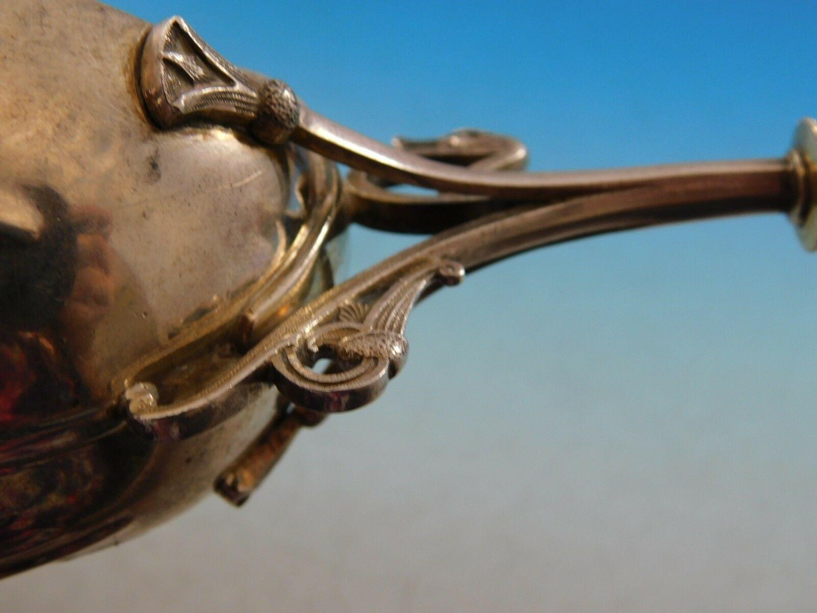 Sterling Silver Art Silver circa 1860-1883 Coin Silver Master Nut Spoon GW Egyptian Motif Snake