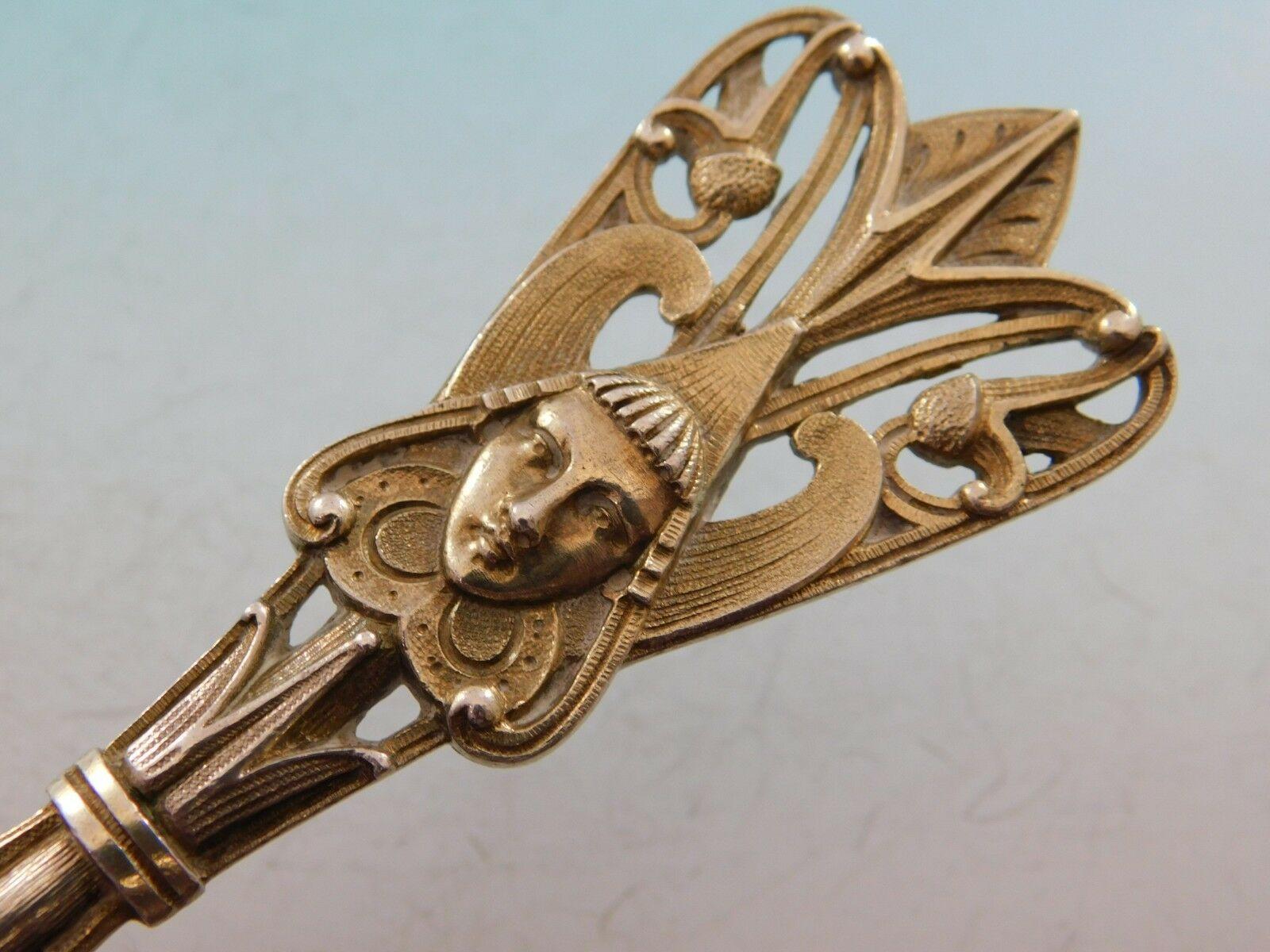 Art Silver circa 1860-1883 Coin Silver Master Nut Spoon GW Egyptian Motif Snake 2