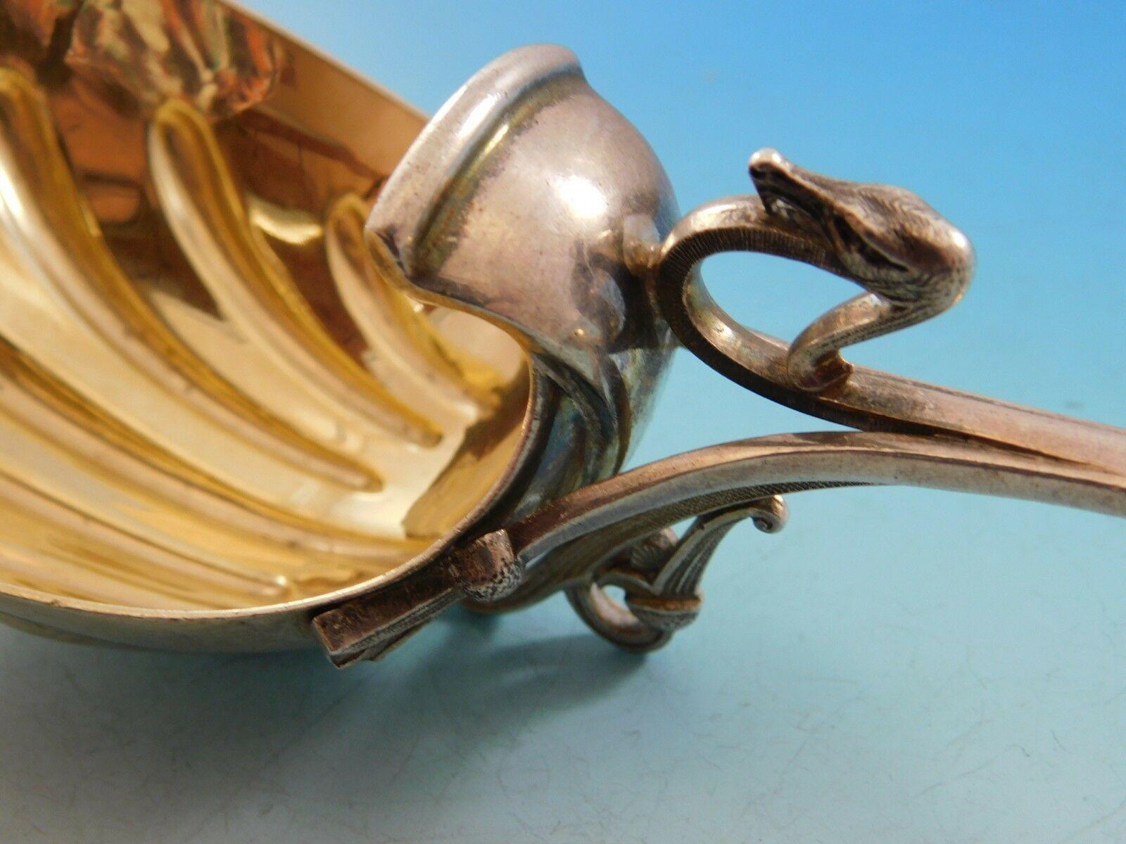 Art Silver circa 1860-1883 Coin Silver Master Nut Spoon GW Egyptian Motif Snake 3
