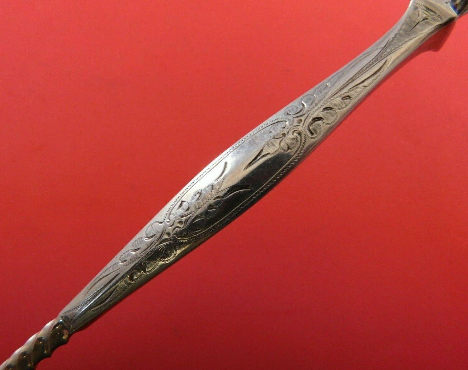 20th Century Art Silver circa 1860-1883 Coin Silver Punch Ladle with 3-D Woman Hand Engraved