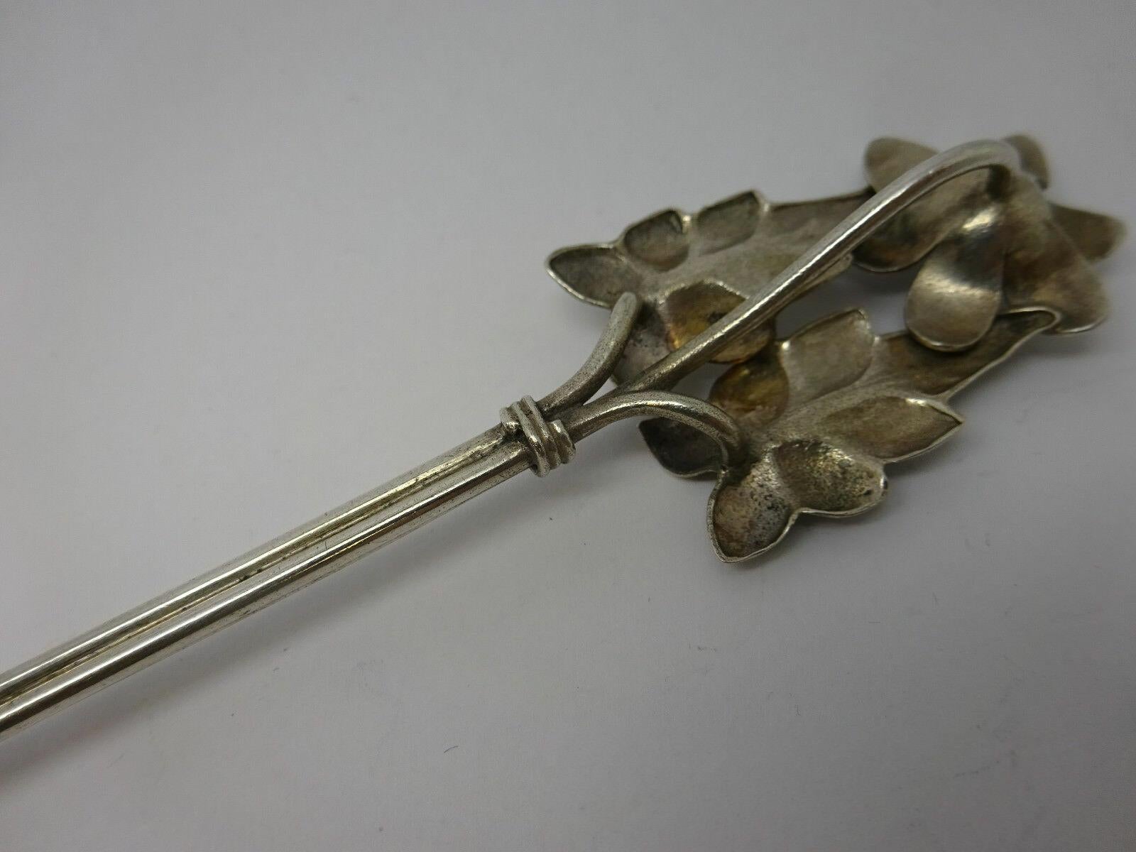 Sterling Silver Art Silver Coin Silver 3D Flower Berry Spoon Bright-Cut circa 1865 GW Unmarked