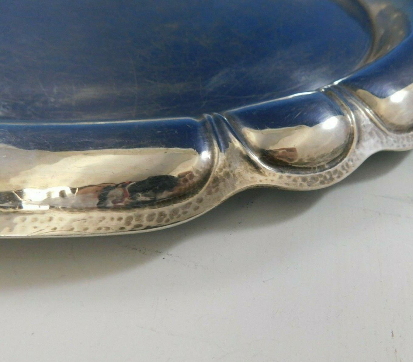 Art Silver Shop Chicago Sterling Silver Tea Tray Oval Handmade Arts & Crafts In Excellent Condition For Sale In Big Bend, WI