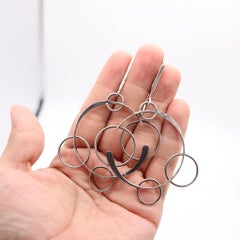 ART SMITH 1960 Pendientes colgantes de círculos escultóricos de plata de ley 925