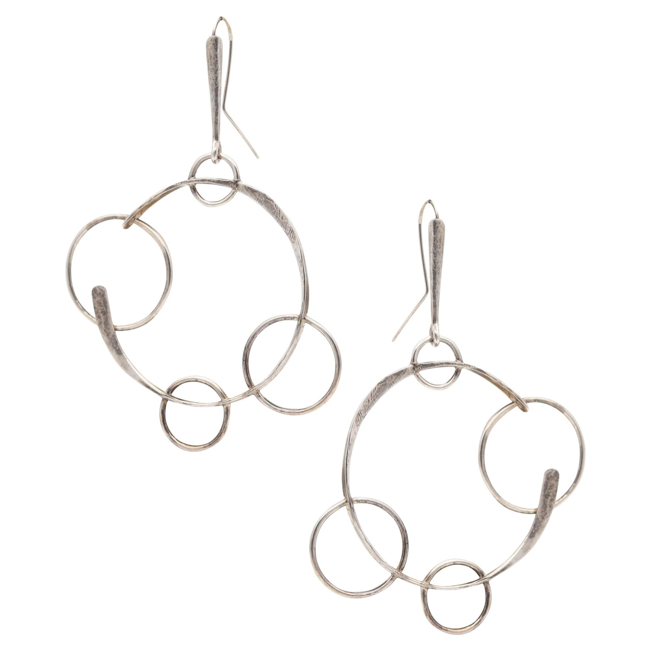 Art Smith 1960 Orecchini a forma di cerchi scultorei in argento 925