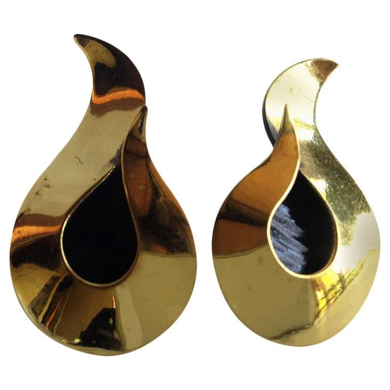 Art Smith Studio Brass American Modernist Earrings In Good Condition In Palm Springs, CA