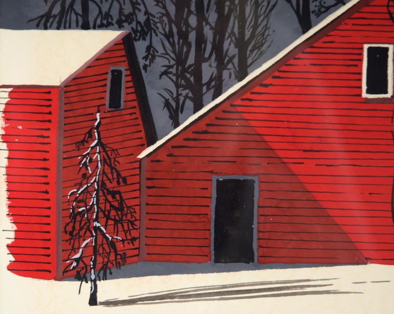 Red Barn in the Snow - Winter Landscape
Vibrant depiction of two bright red structures in winter, by an artist using the nom de plume 