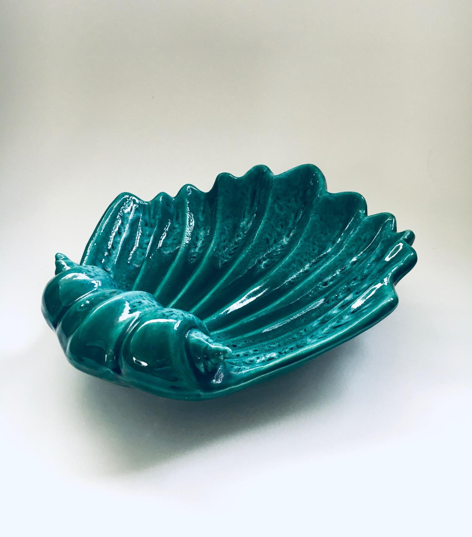 French Art Studio Ceramics Shell Bowl, F.P.P. Vallauris, France 1960's For Sale