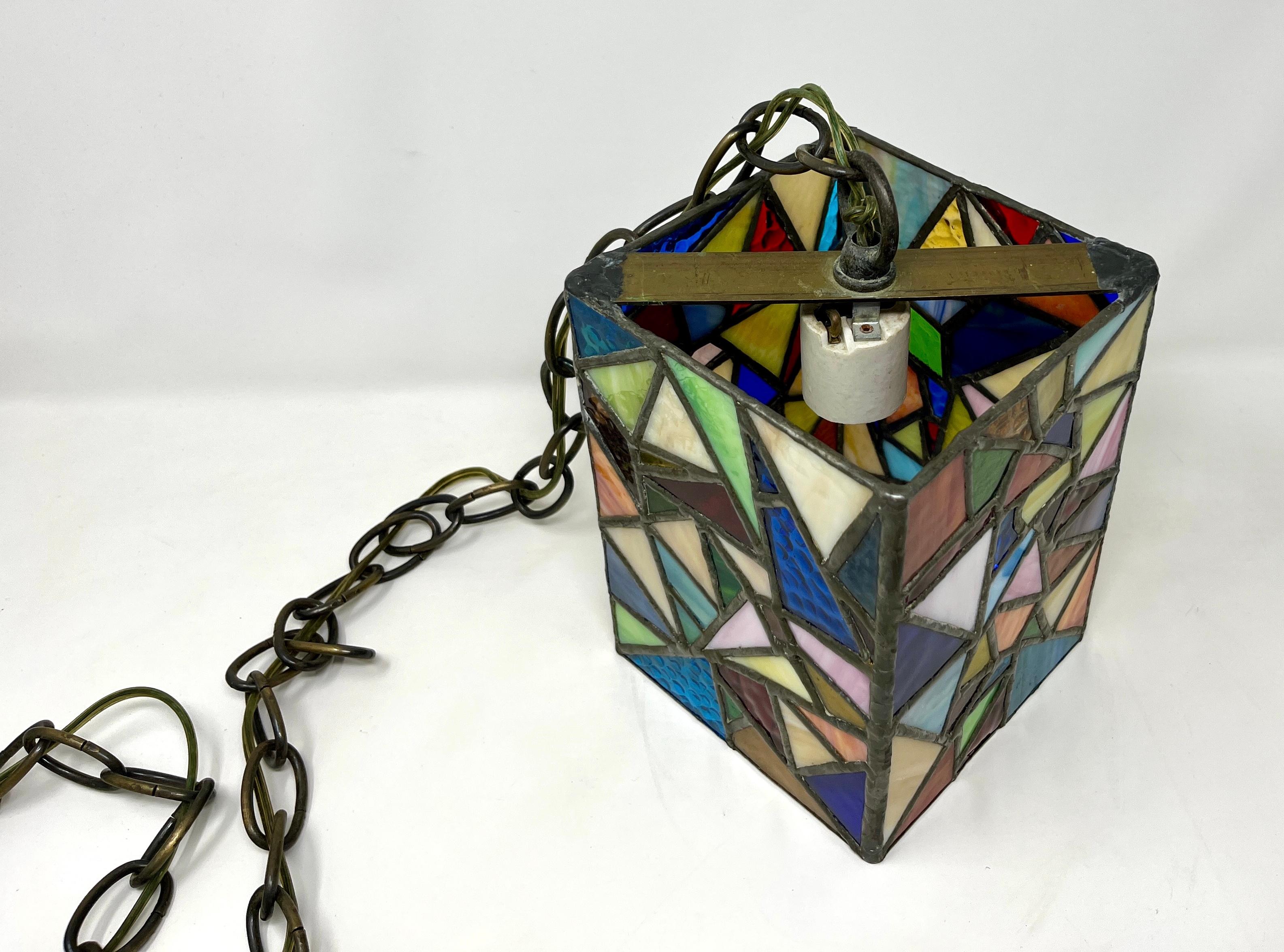 Art Glass Art Studio Multi-color Stained Glass Hanging Pendant Light