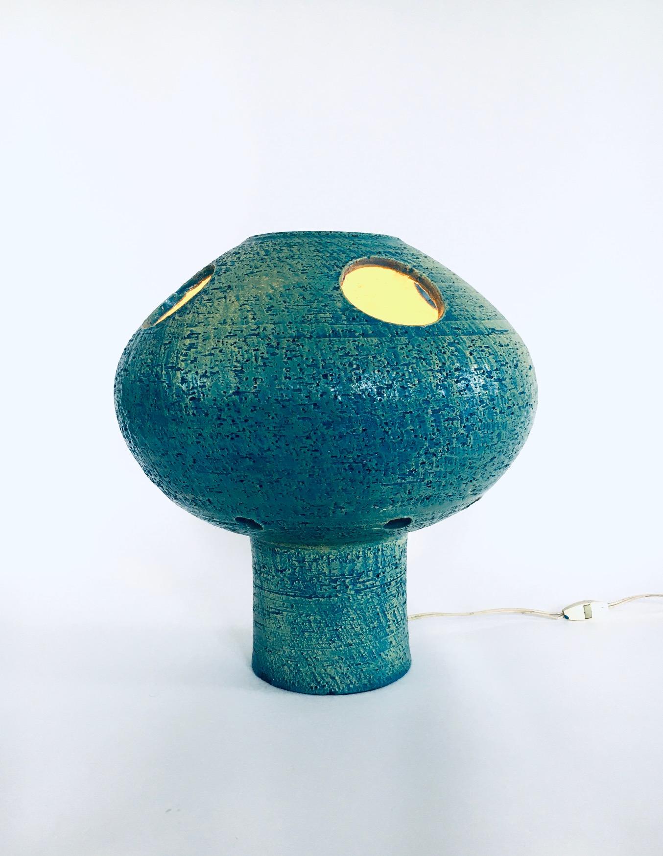 Brutalist Art Studio Pottery Ceramic Mushroom Table Lamp, Netherlands 1960's For Sale