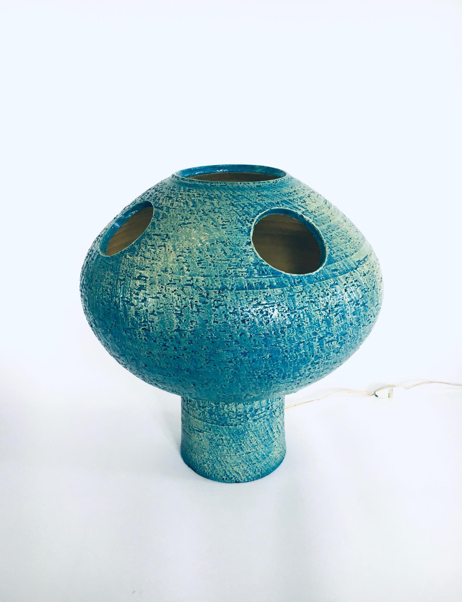 Art Studio Pottery Ceramic Mushroom Table Lamp, Netherlands 1960's For Sale 1