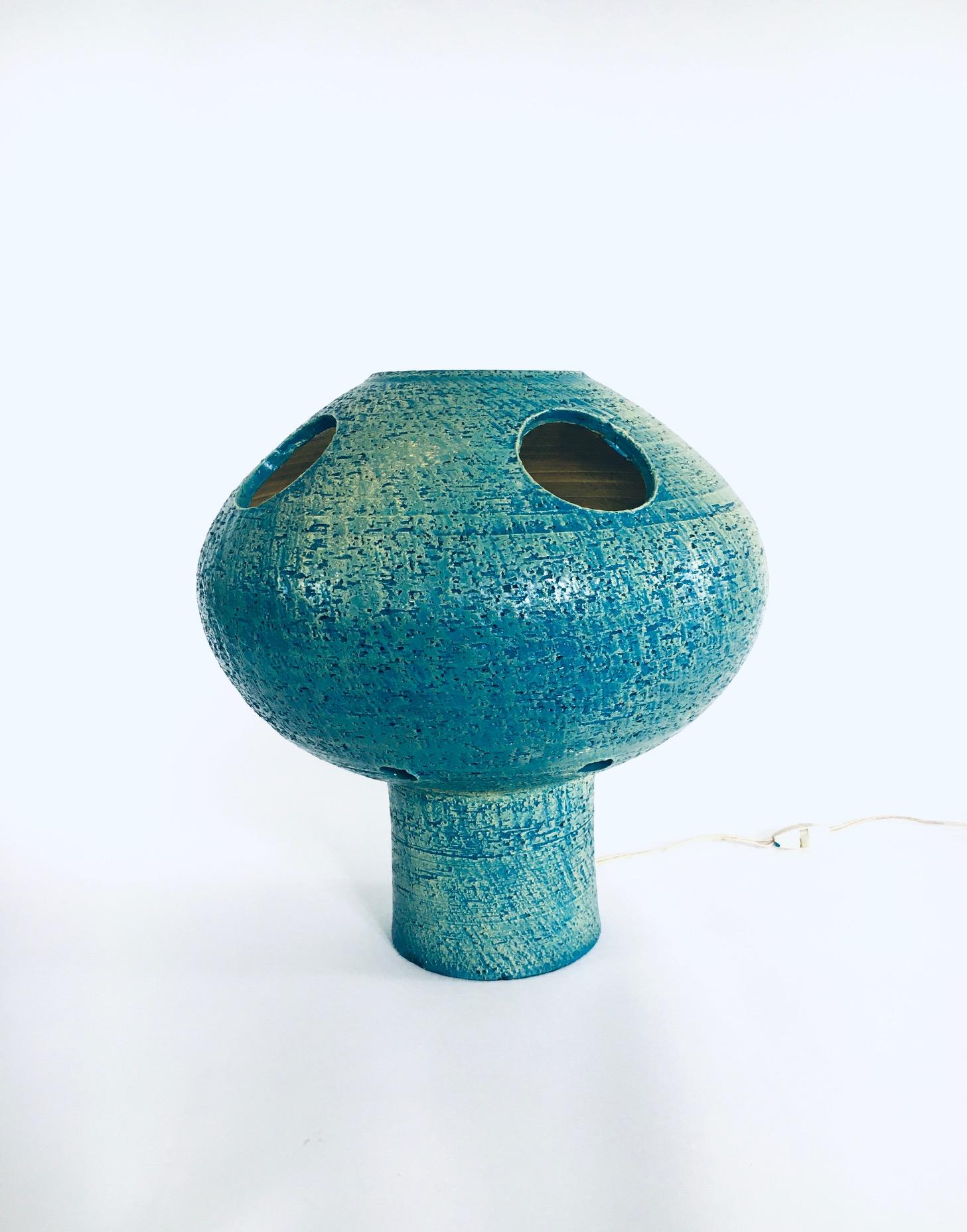 Art Studio Pottery Ceramic Mushroom Table Lamp, Netherlands 1960's For Sale 2