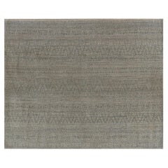 Art-Style Chevron Bands Gray Handmade Rug "Meridian" by Doris Leslie Blau