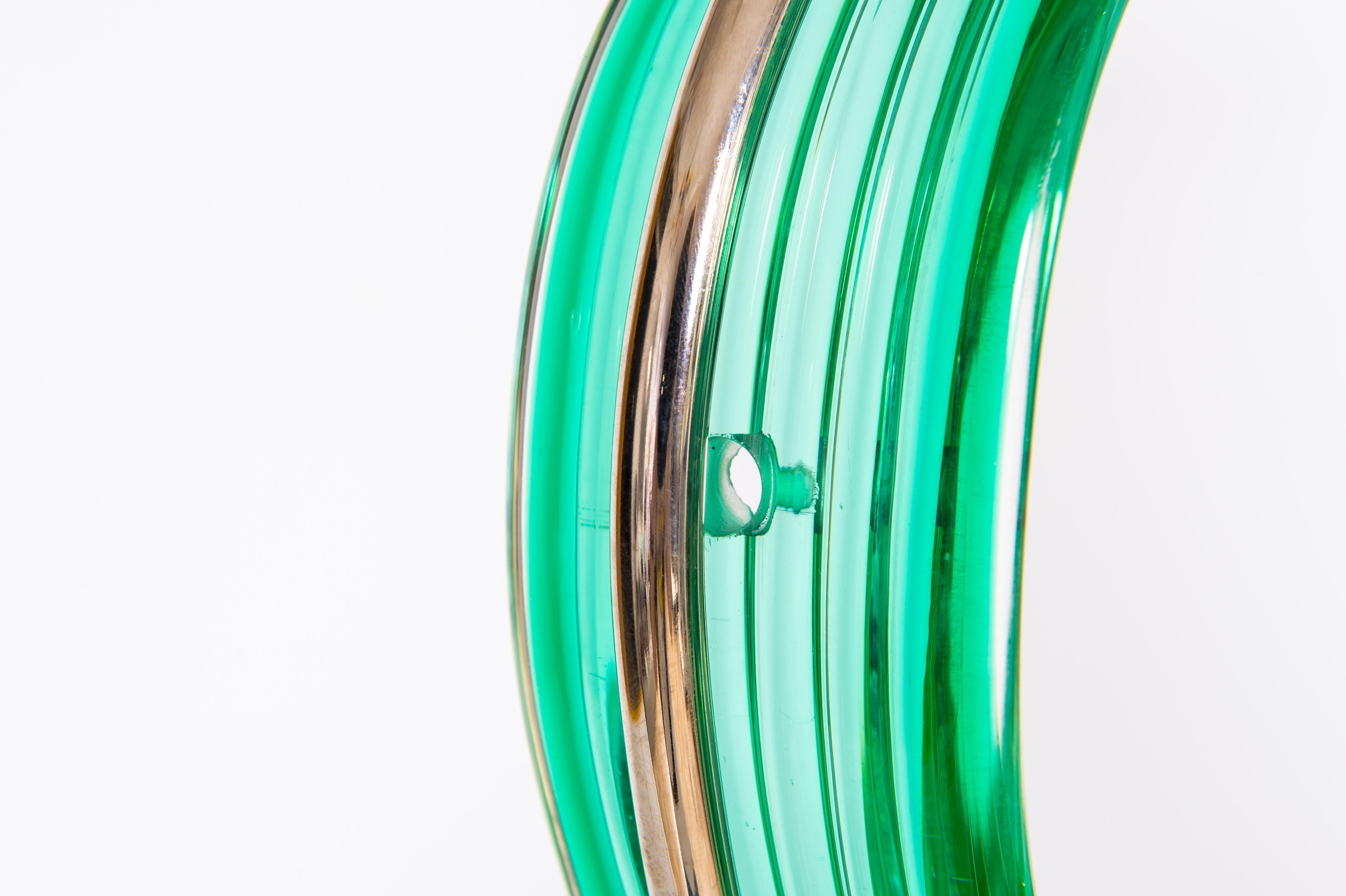 Lampe de bureau d'art en cristal vert et verre de Murano de couleur corail, contemporaine en vente 7