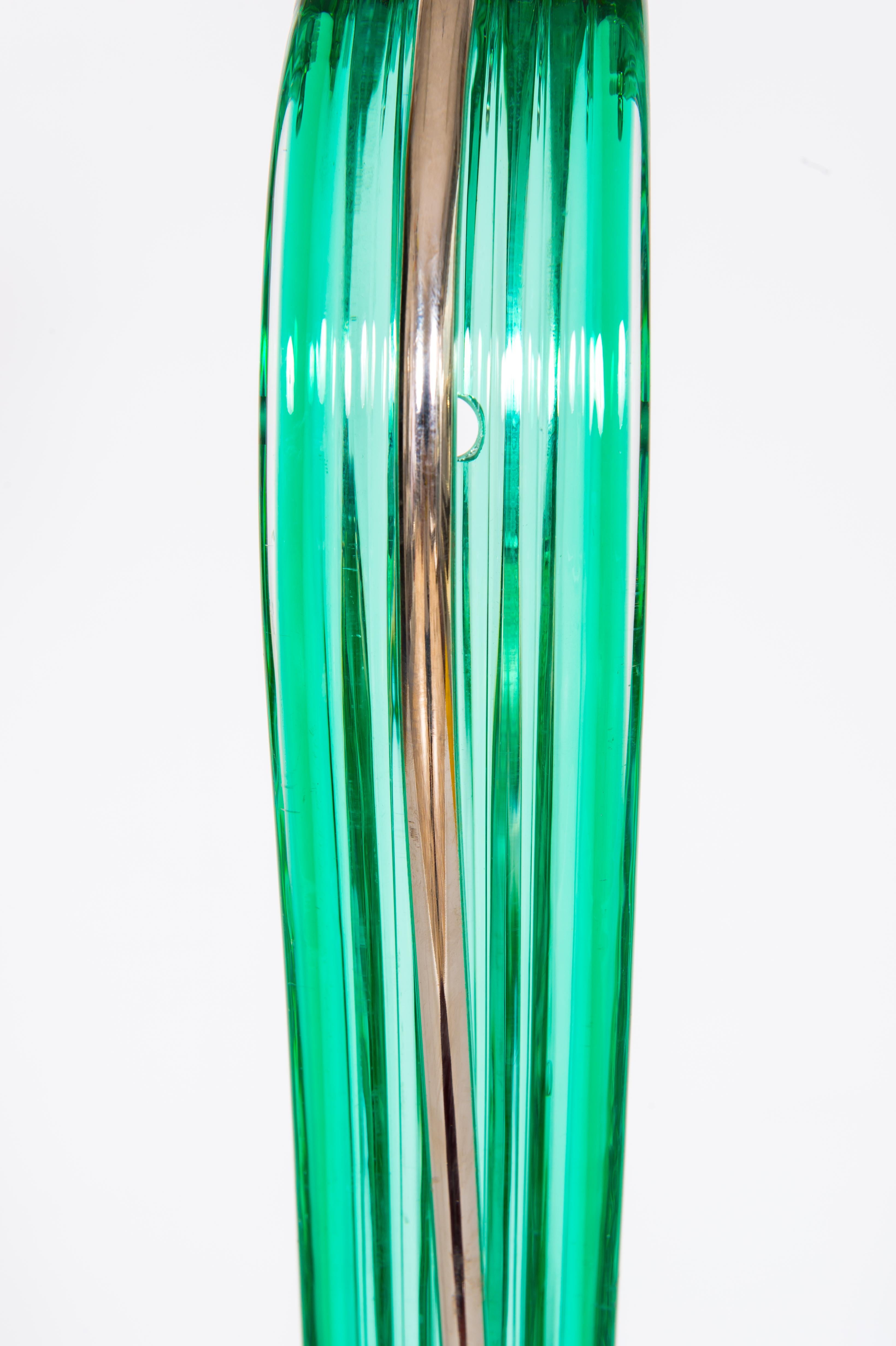 Lampe de bureau d'art en cristal vert et verre de Murano de couleur corail, contemporaine en vente 10