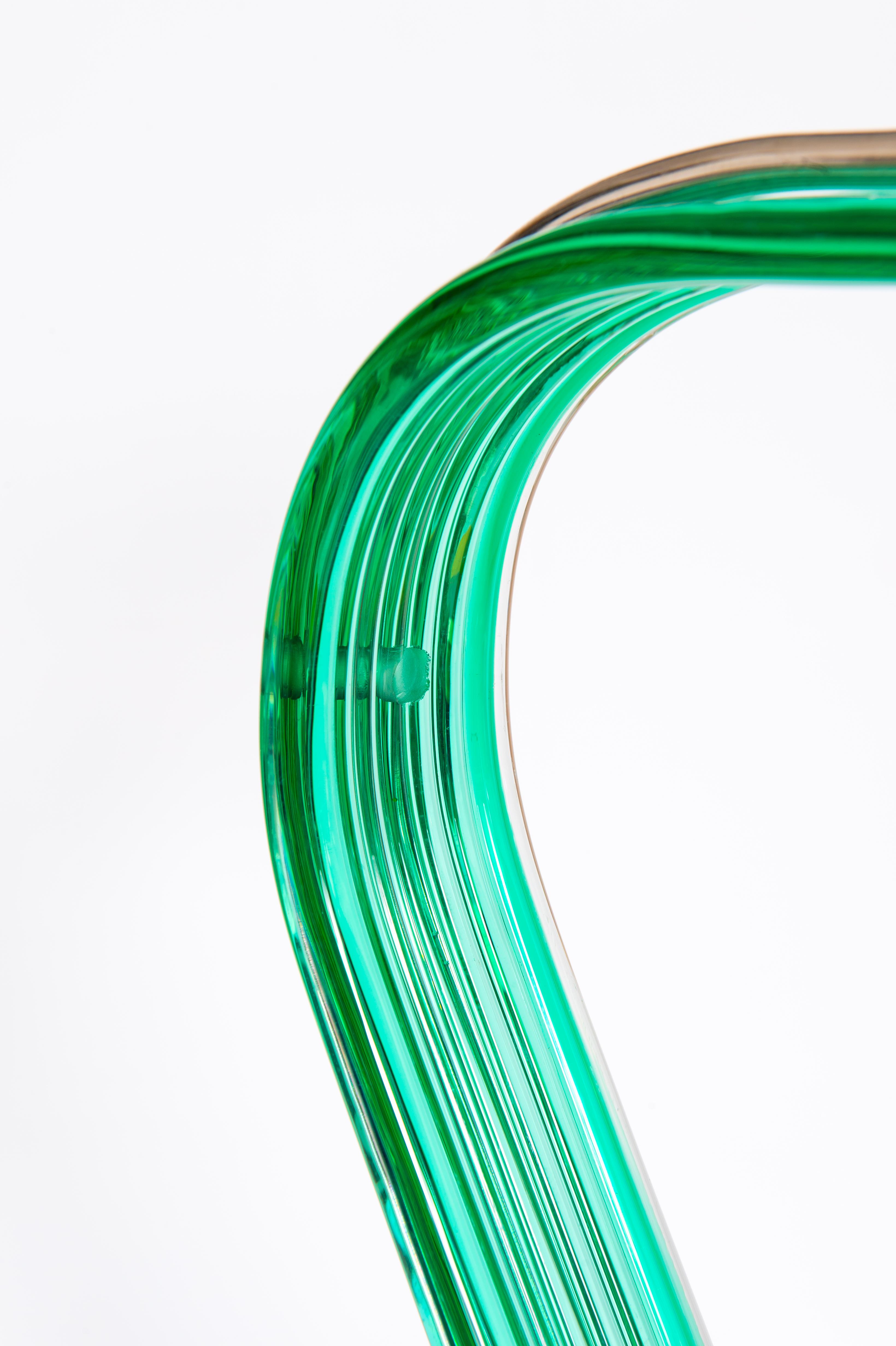 Verre Lampe de bureau d'art en cristal vert et verre de Murano de couleur corail, contemporaine en vente
