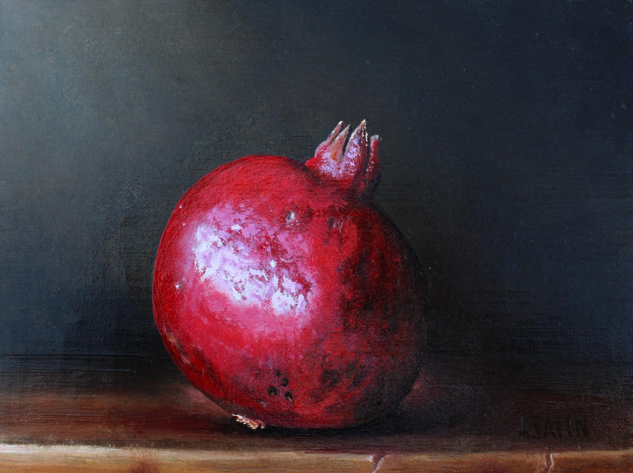 Art Tatin Still-Life Painting – Ein Granatapfel, Ölgemälde